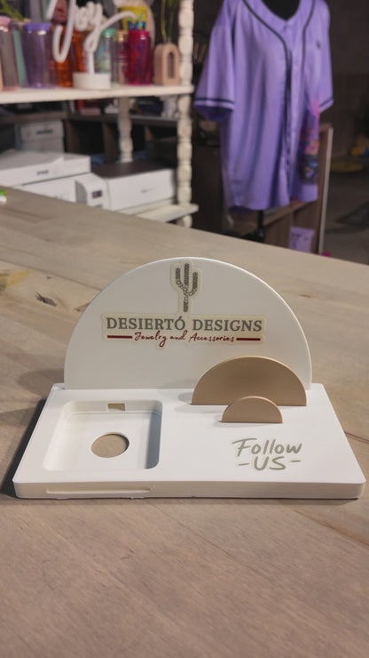 Custom Logo 3D Printed Square POS Holder with Business Card Stand | Vendor Markets, Craft Fairs & Boutiques